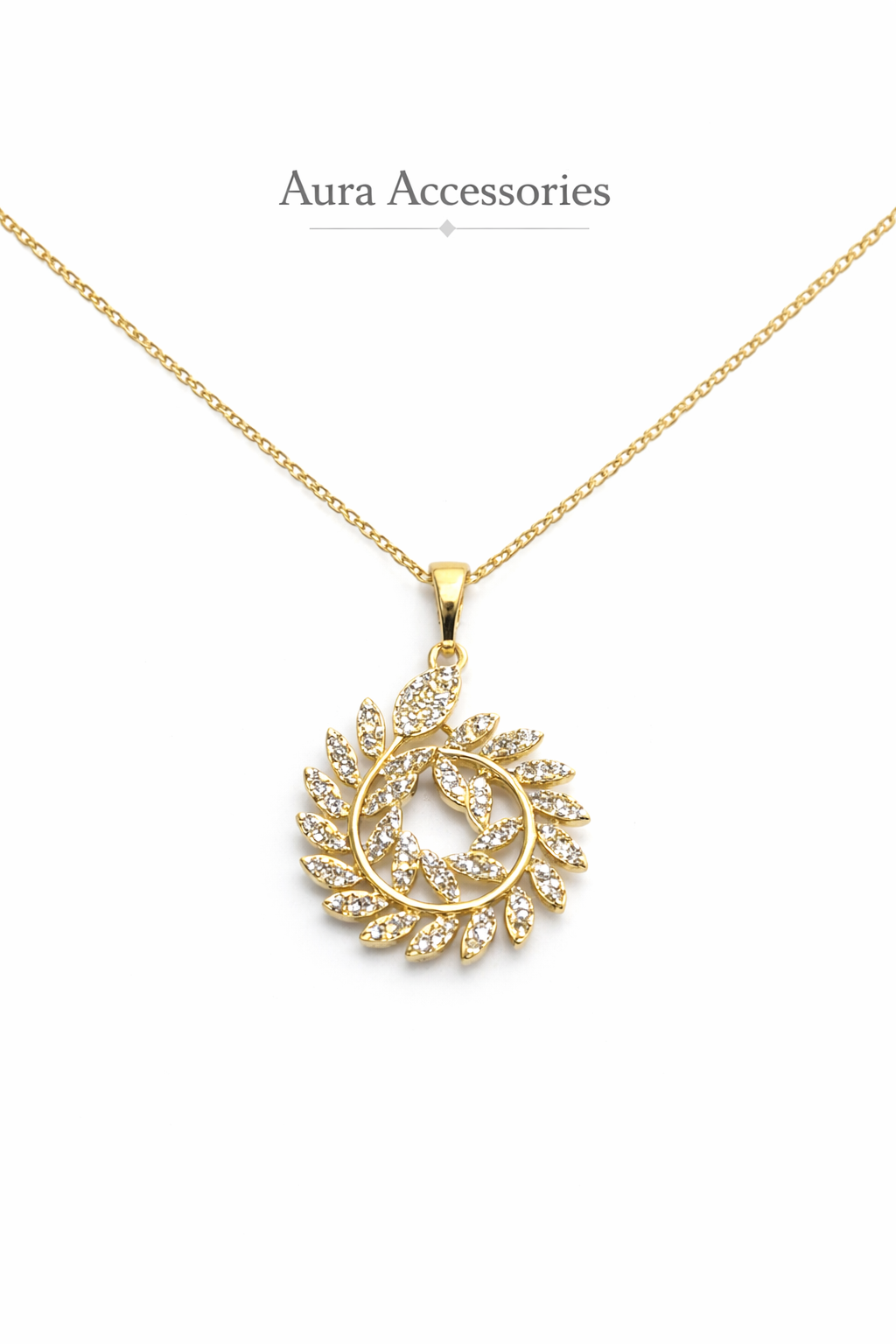 Golden Laurel Pendant Necklace