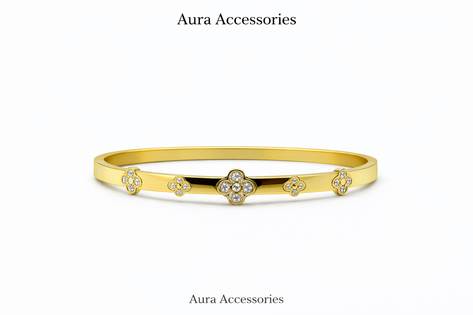 Luxury Gold Clover Crystal Bracelet