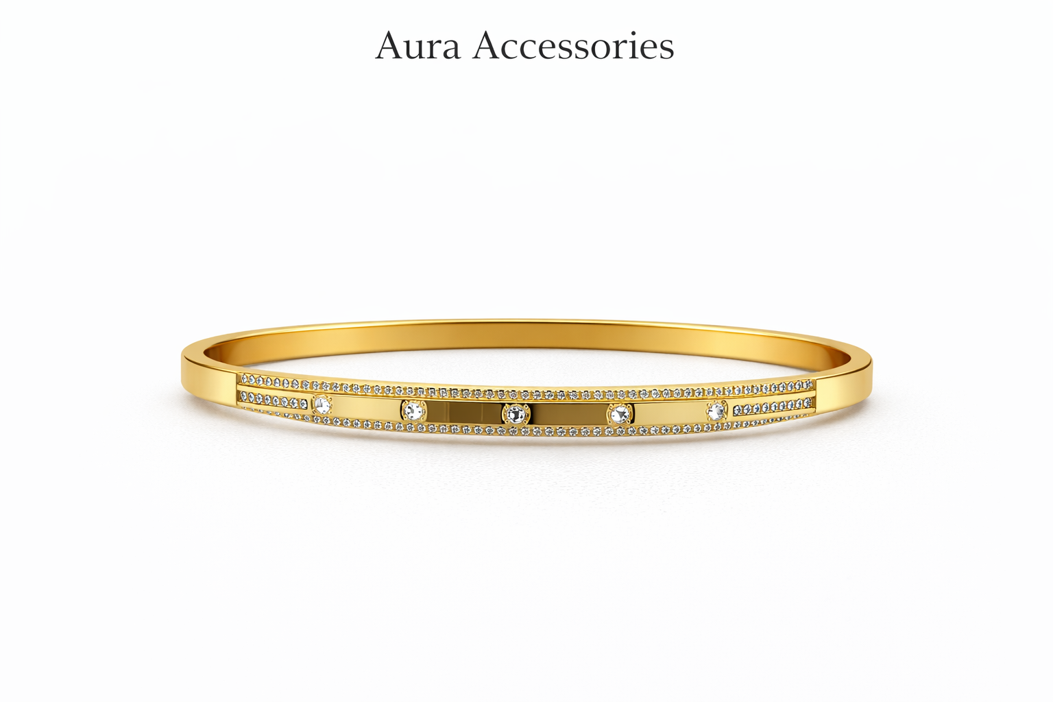 Gold Double Row Crystal Bangle