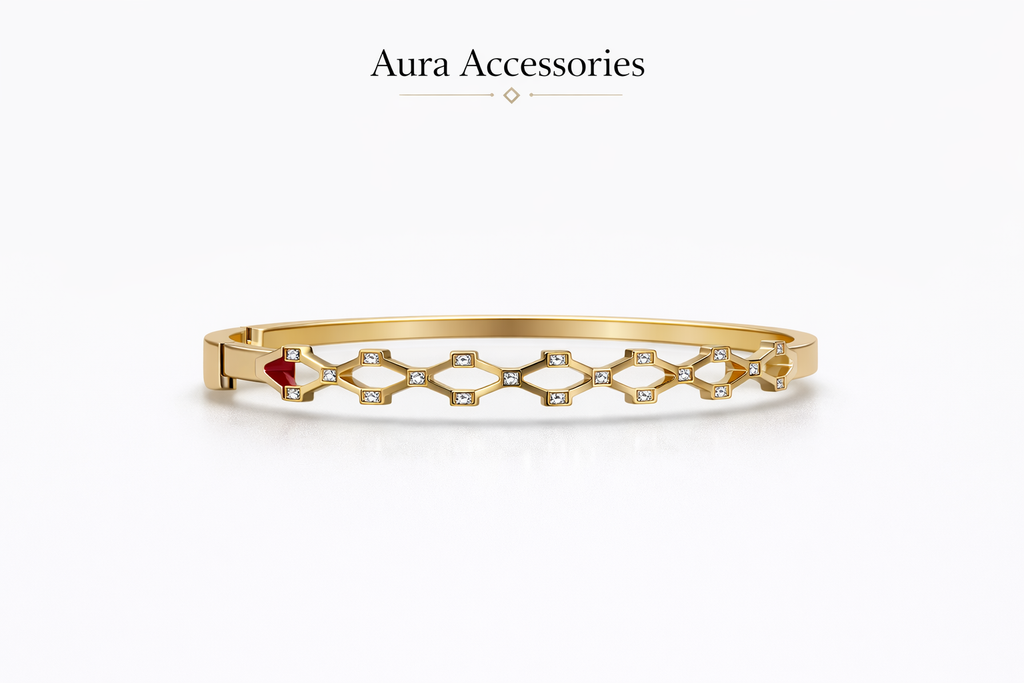 Geometric Crystal Link Bangle – Aura Accessories