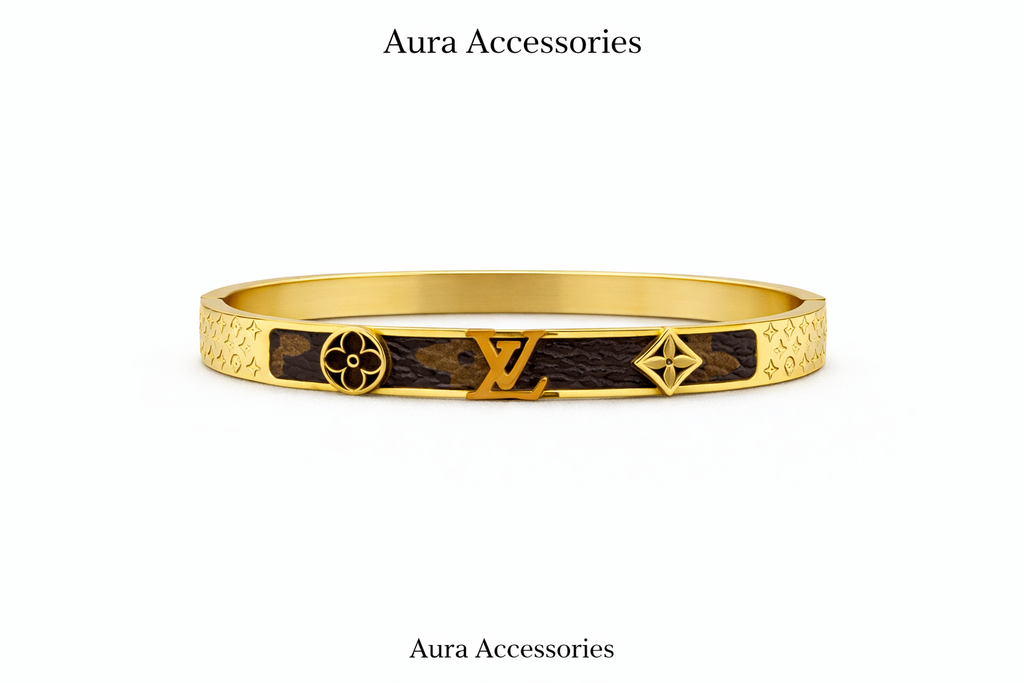 Luxury Gold Monogram Statement Bangle