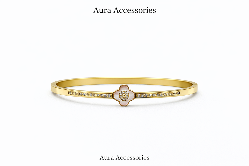 Gold Clover Crystal Elegance Bracelet