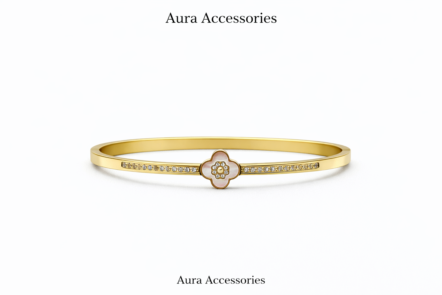 Gold Clover Crystal Elegance Bracelet