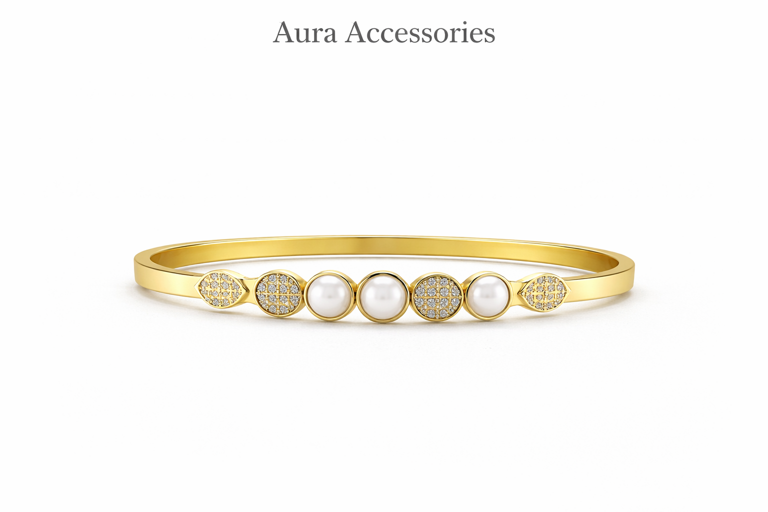 Gold Pearl & Crystal Circle Bracelet