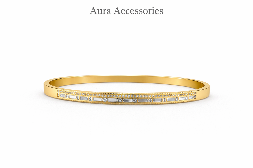 Gold Rectangular Crystal Link Bracelet