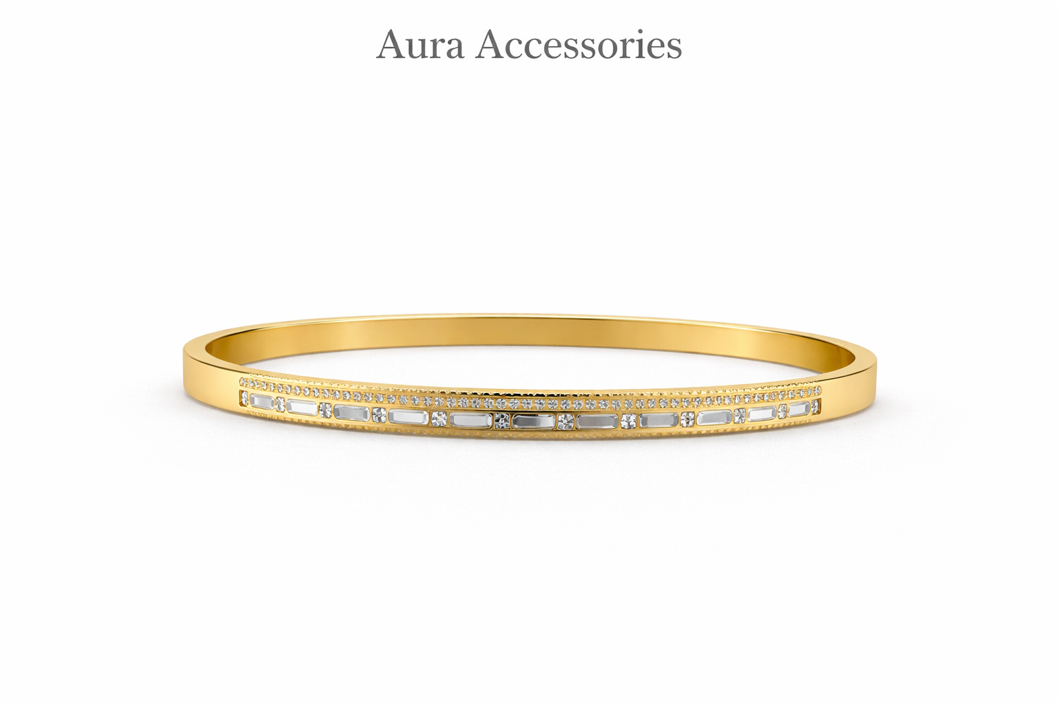 Gold Rectangular Crystal Link Bracelet