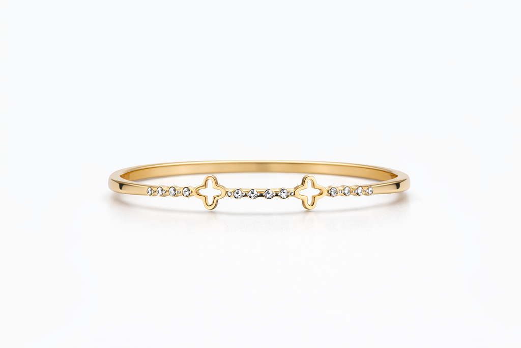 Gold Clover Double-Line Bangle – Aura Accessories