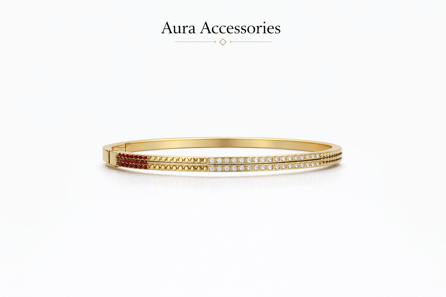 Gold Double-Row Crystal Bangle – Aura Accessories