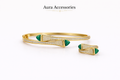green Accent Pavé Wrap Bracelet & Ring Set – Aura Accessories