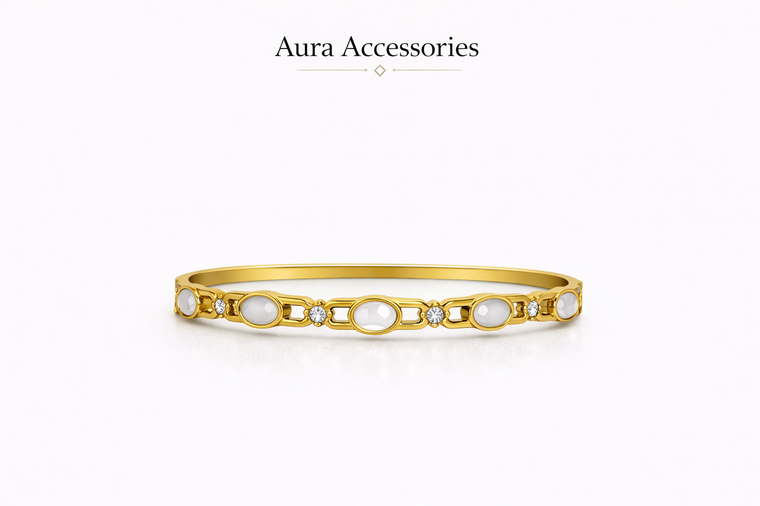 White Oval Stone Link Bracelet – Aura Accessories