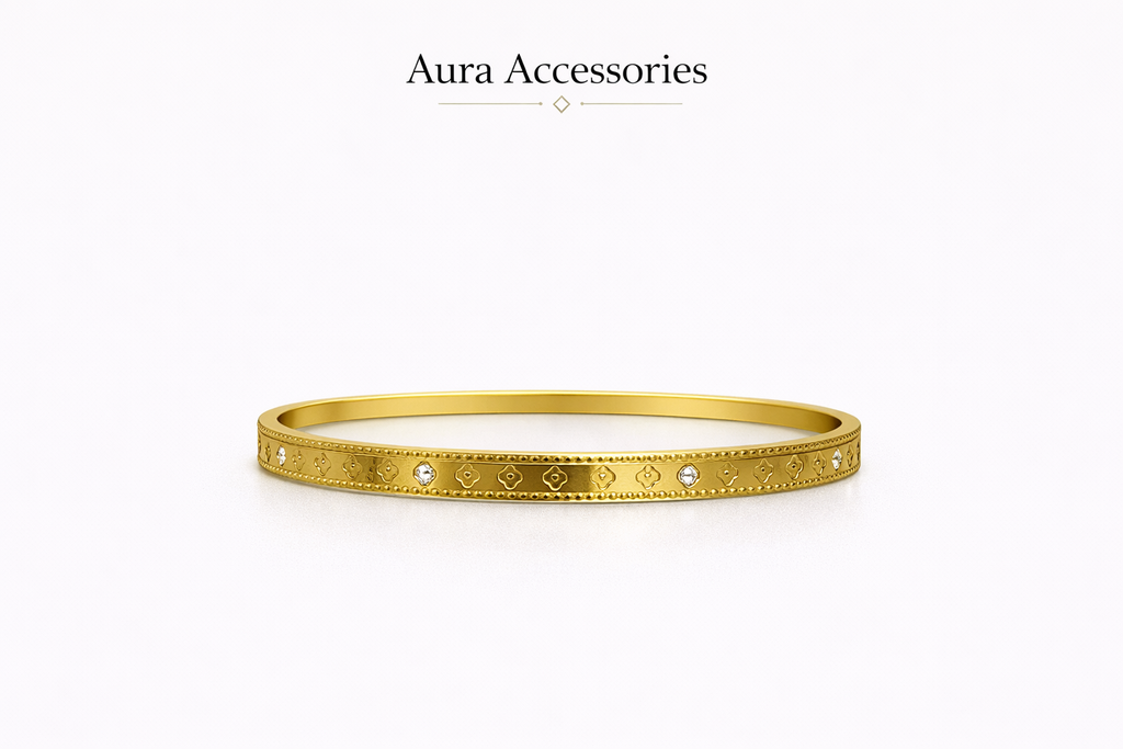 Engraved Pattern Slim Bangle – Aura Accessories