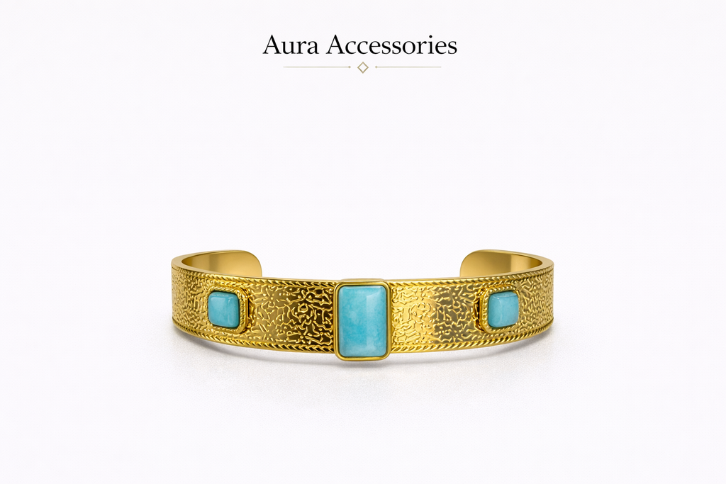 Turquoise Textured Cuff Bracelet – Aura Accessories