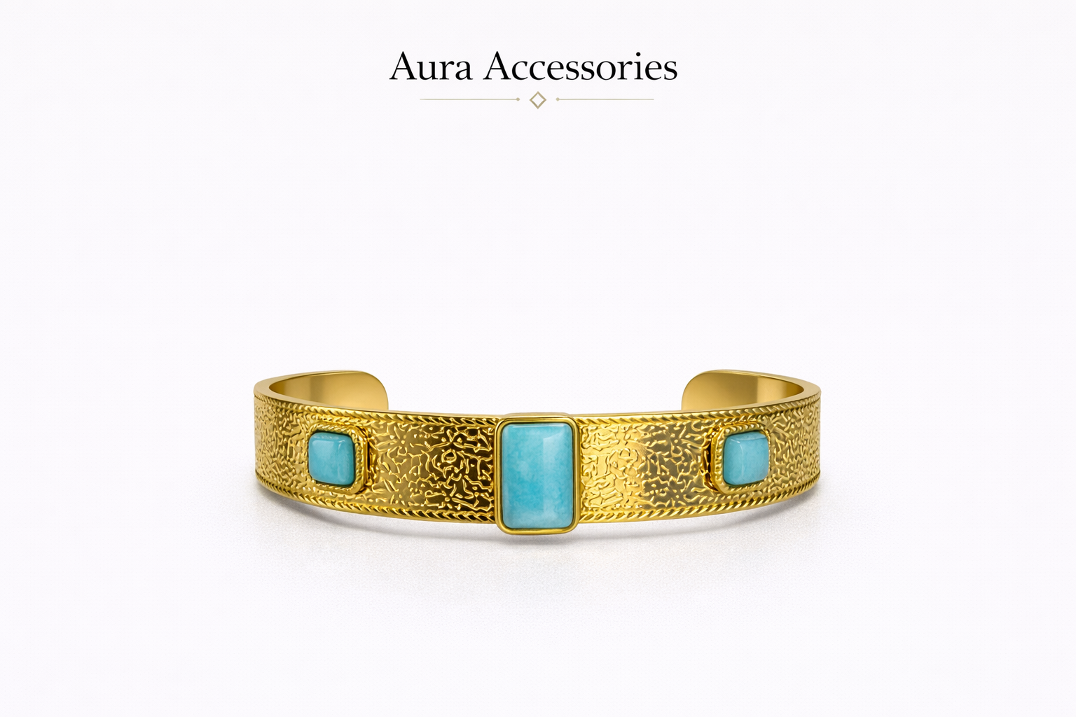 Turquoise Textured Cuff Bracelet – Aura Accessories