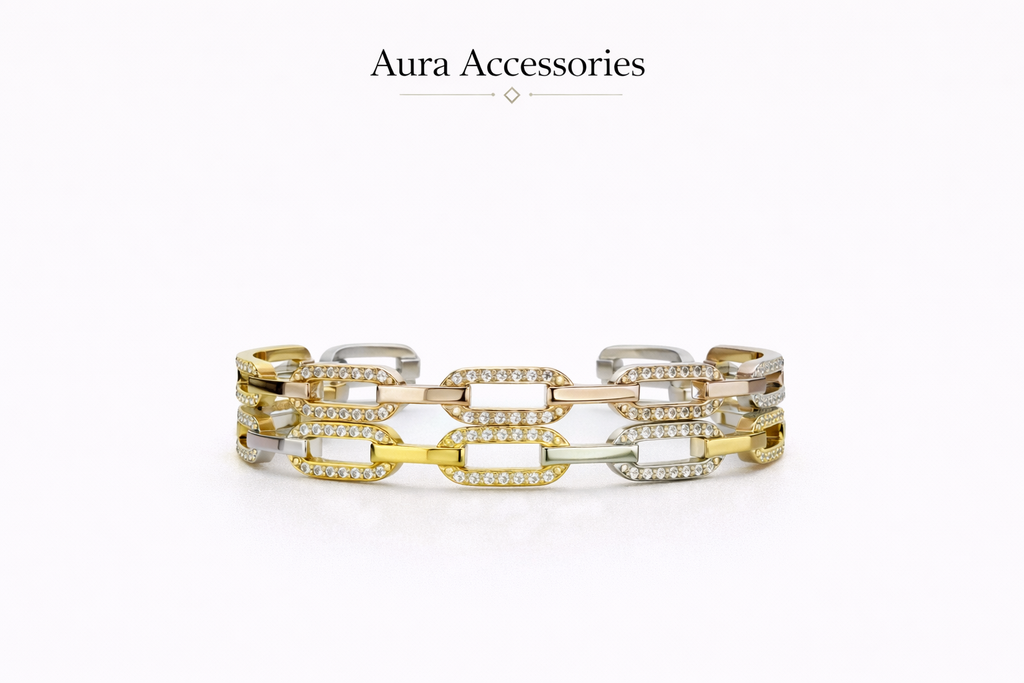 Tri-Tone Chain Link Bracelet – Aura Accessories