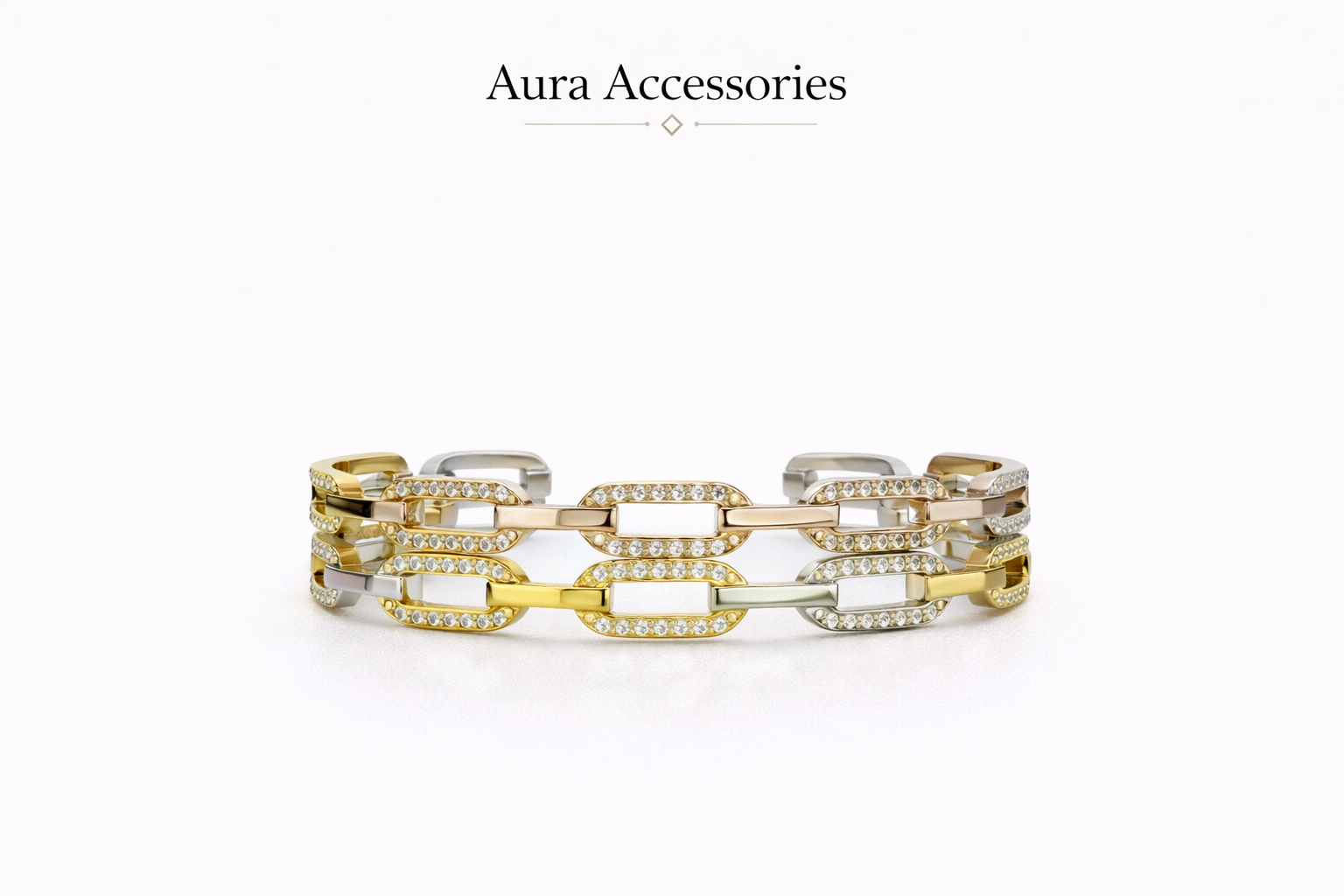 Tri-Tone Chain Link Bracelet – Aura Accessories