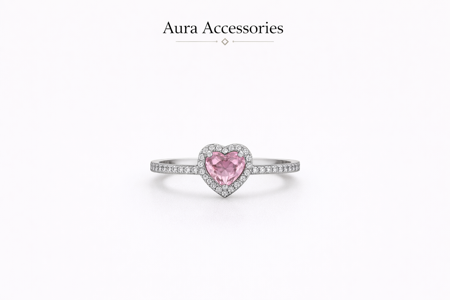 Pink Heart Halo Ring – Aura Accessories