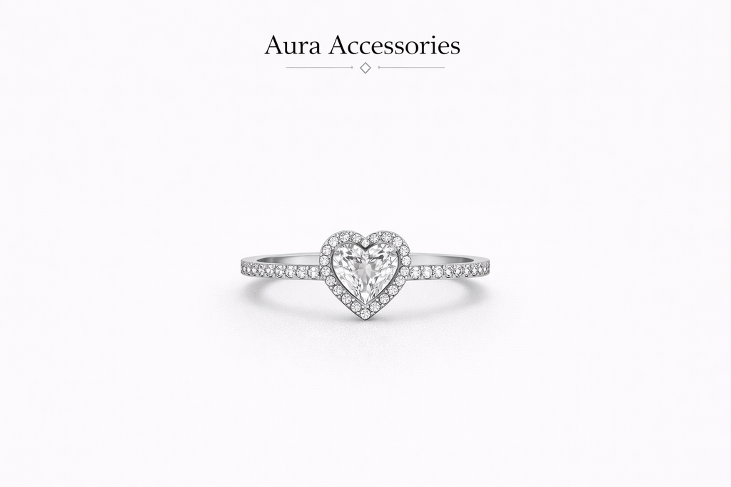 White Heart Halo Ring – Aura Accessories