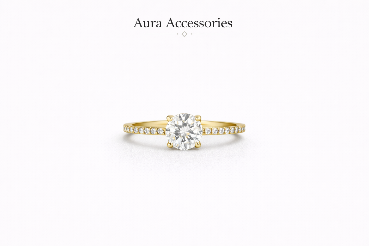 Gold Round Halo Ring – Aura Accessories