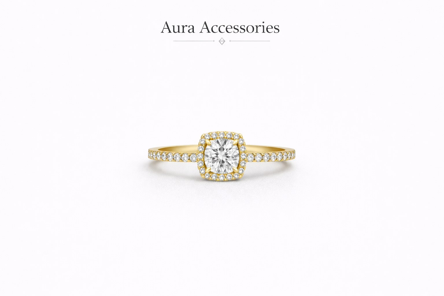 Square Halo Solitaire Ring – Aura Accessories