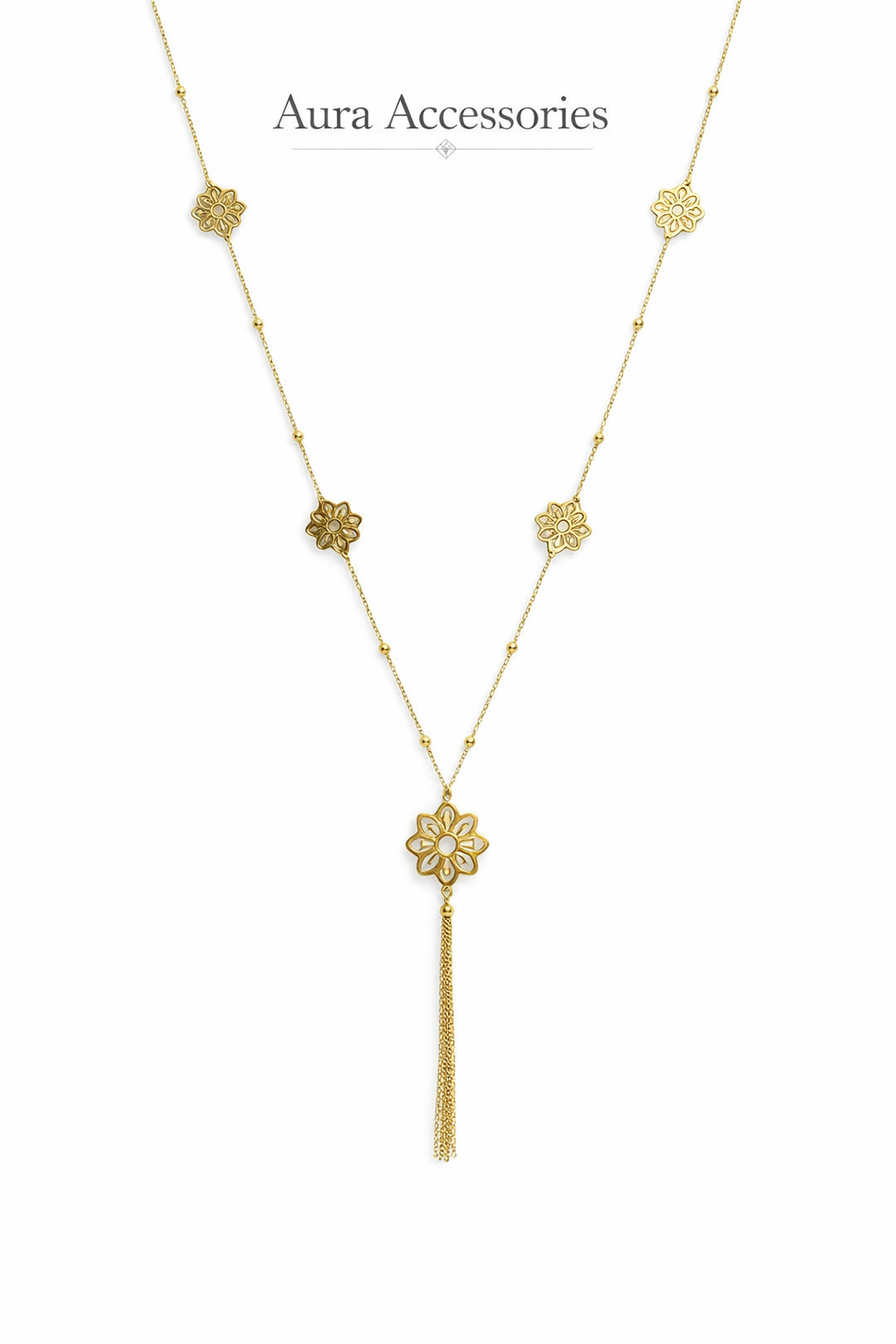 Floral Tassel Long Necklace