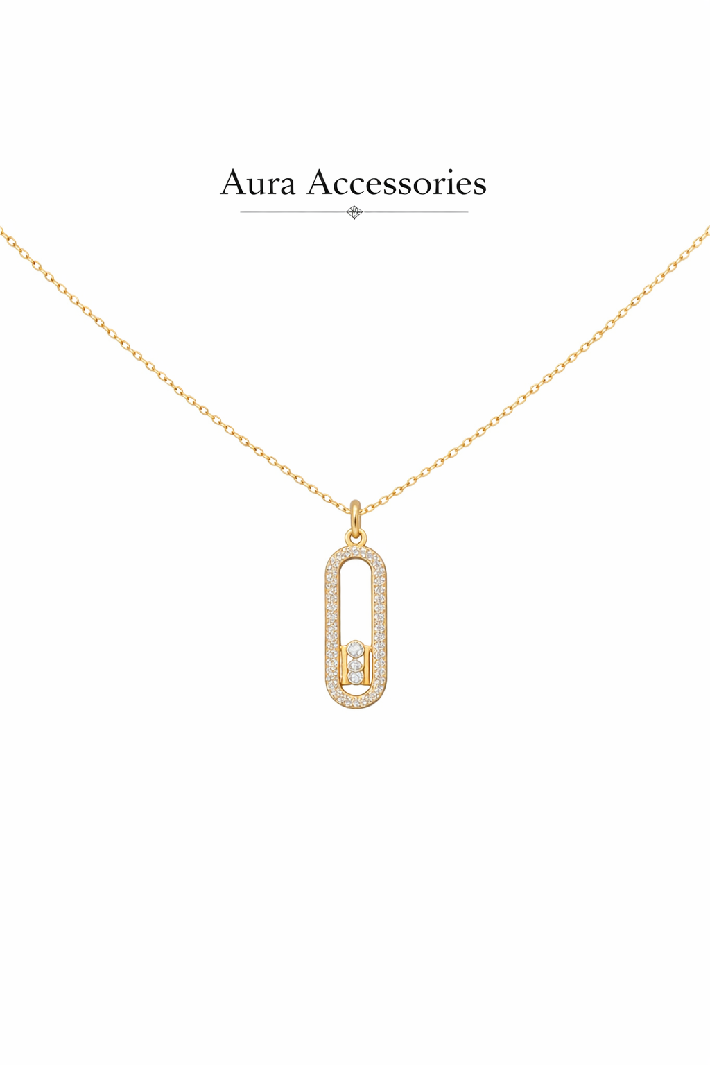 Collier Pendentif Ovale Brillant