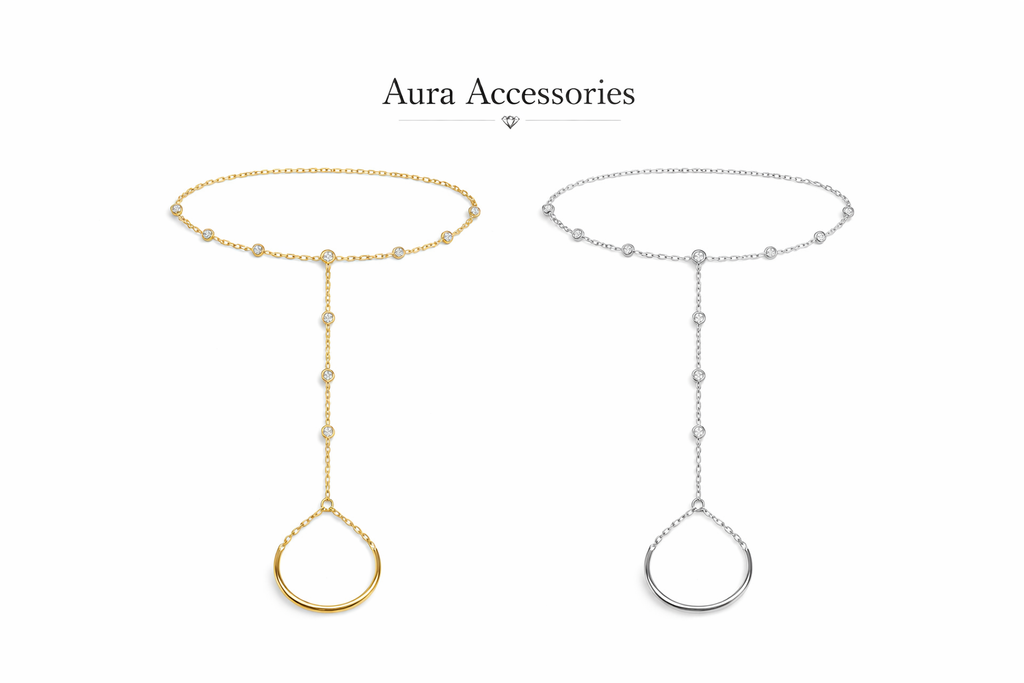 Seven Stone Hand Chain Bracelet – Aura Accessories