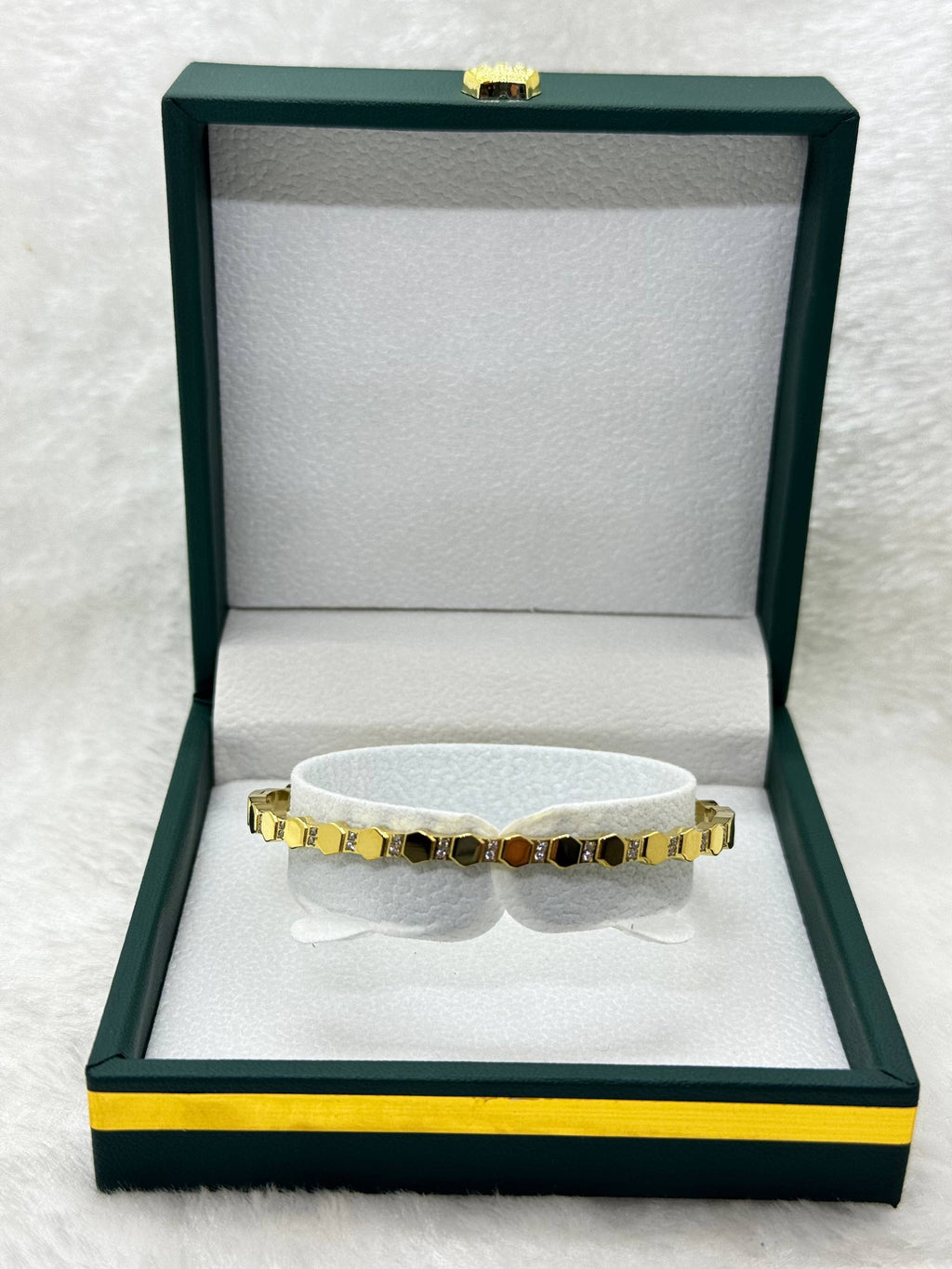 Modern Gold Hexagon Crystal Bracelet
