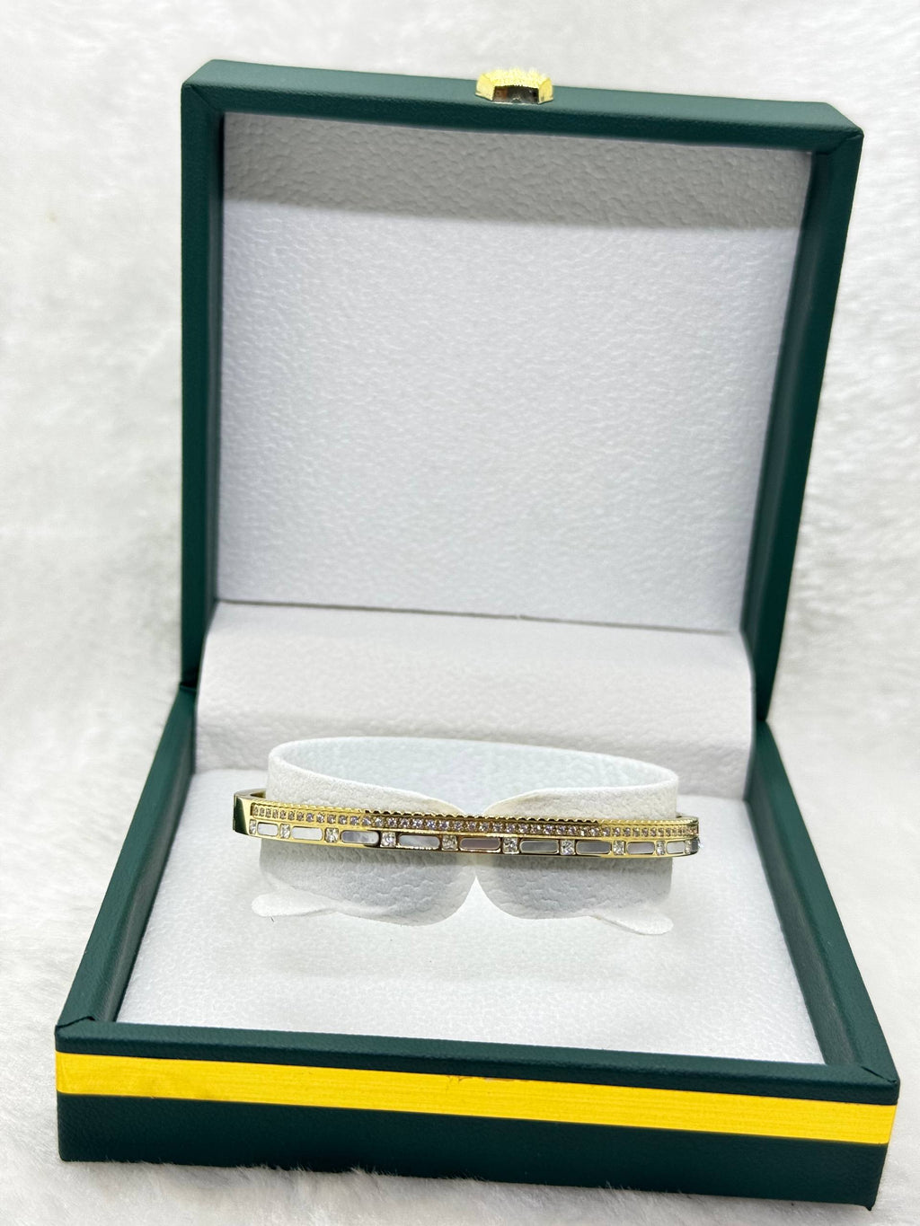 Gold Rectangular Crystal Link Bracelet