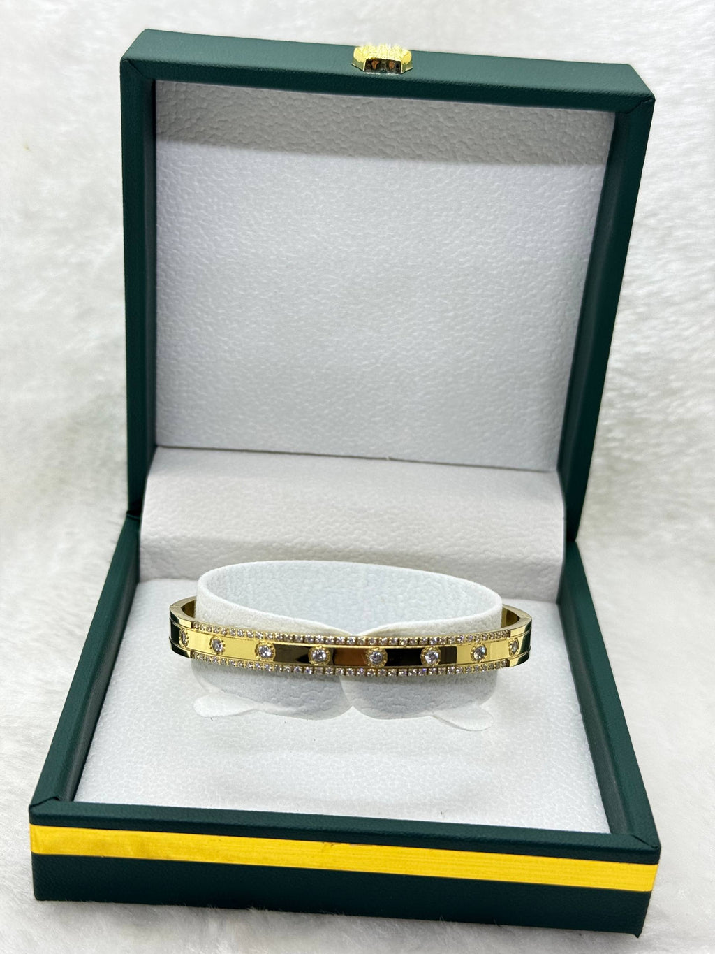 Gold Double Row Crystal Bangle
