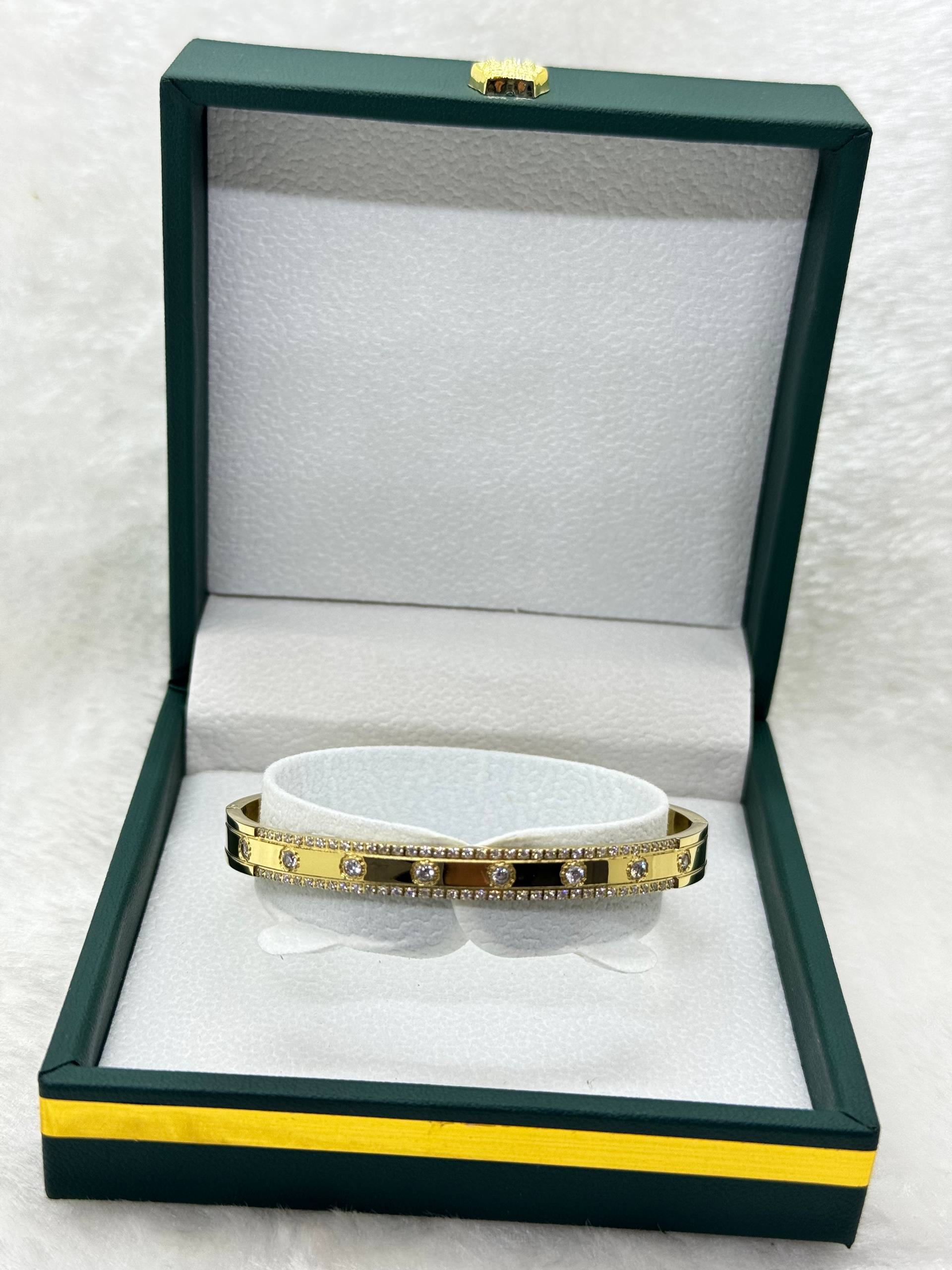 Gold Double Row Crystal Bangle
