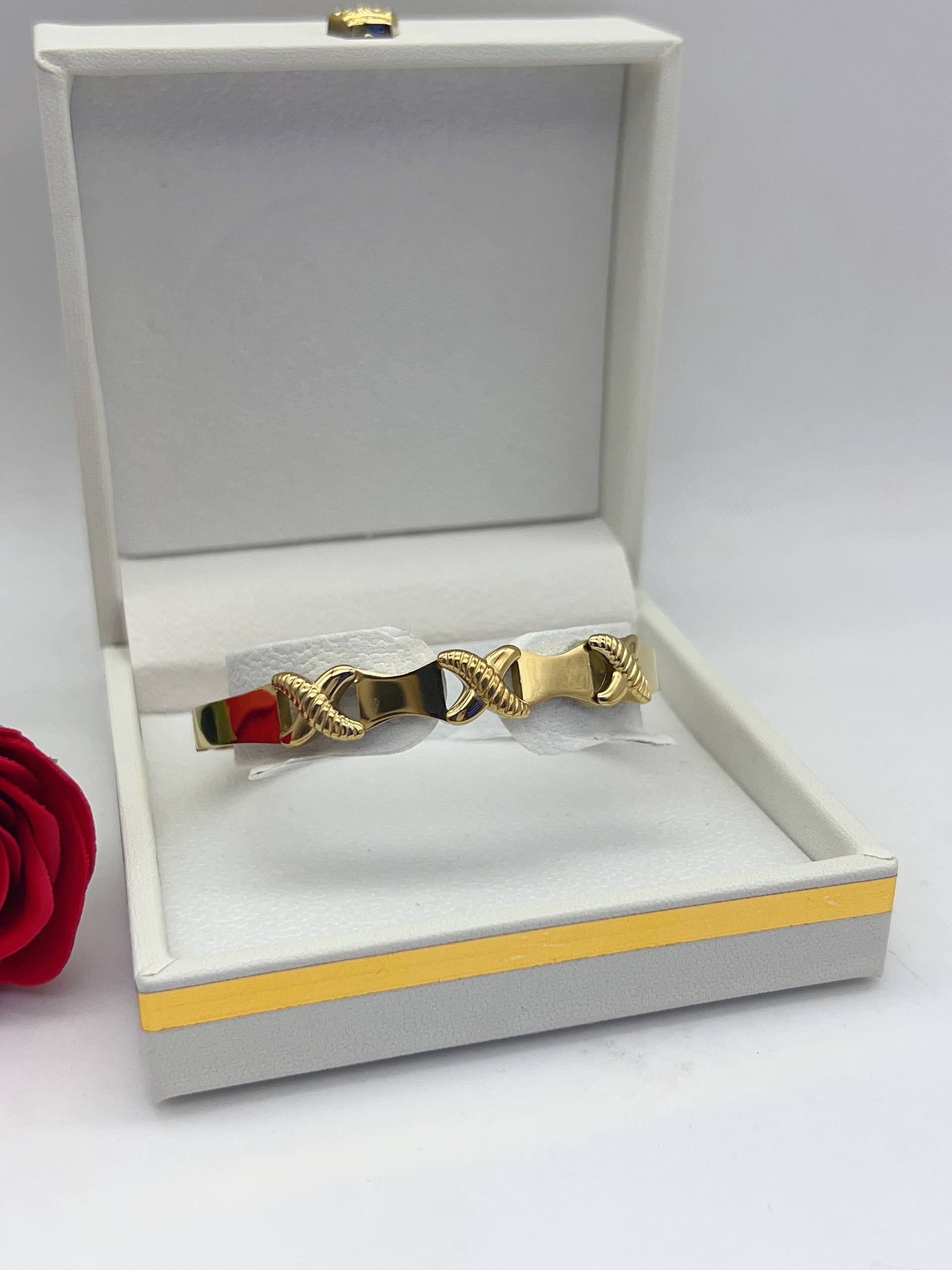 Gold X Motif Bangle – Aura Accessories