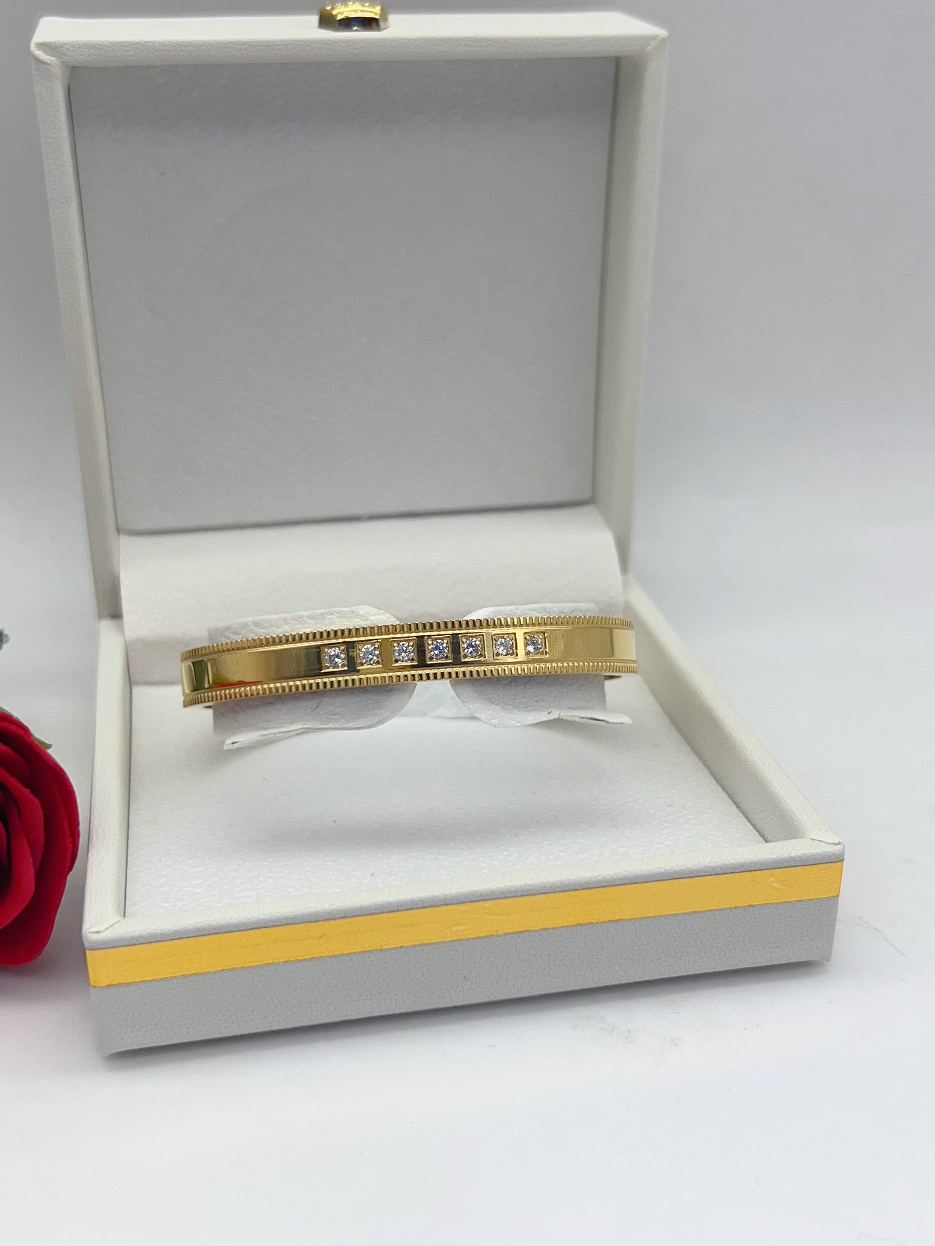 Gold Pavé Double-Line Bangle – Aura Accessories