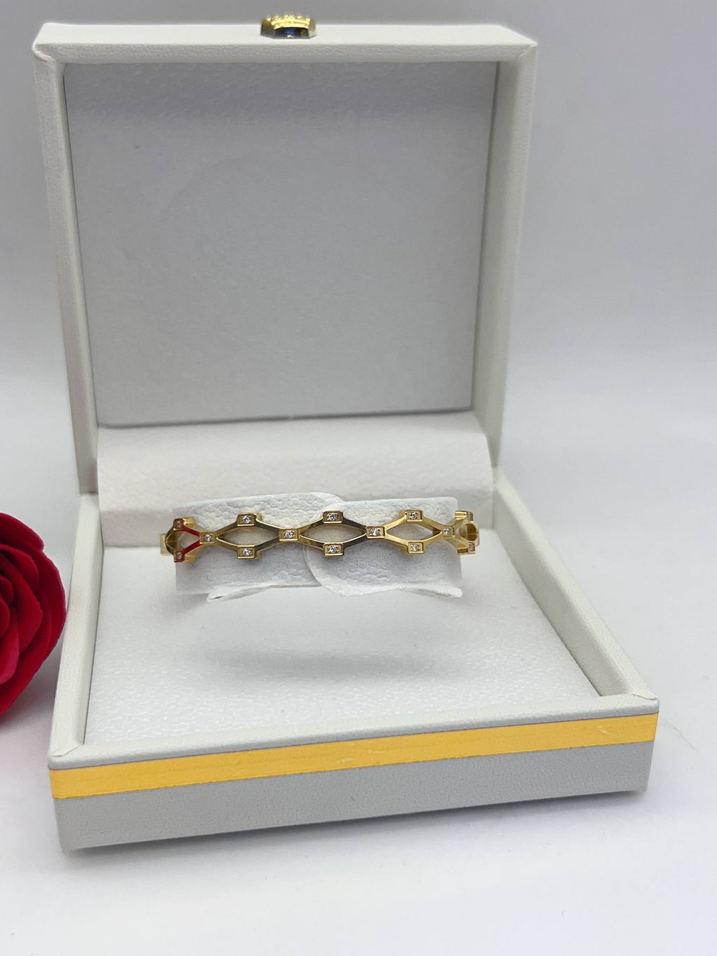 Geometric Crystal Link Bangle – Aura Accessories