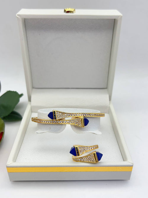 Blue Accent Pavé Wrap Bracelet & Ring Set – Aura Accessories