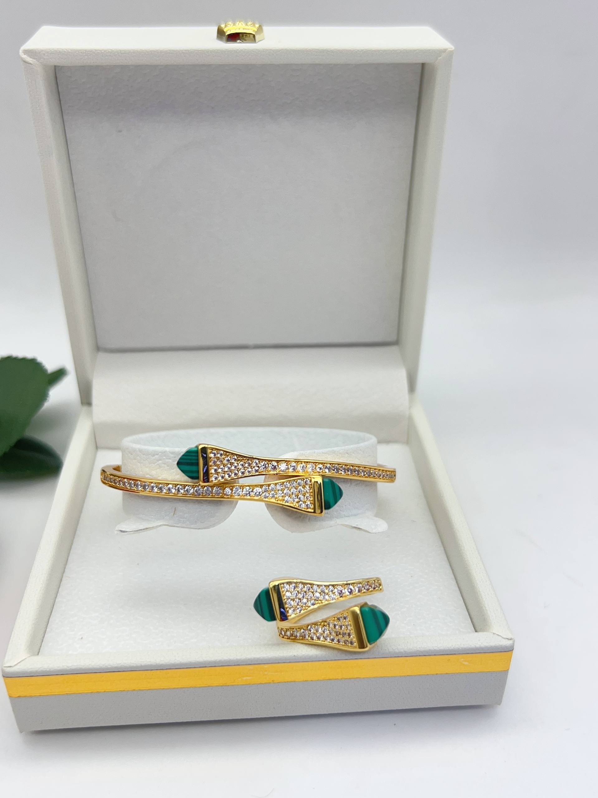 green Accent Pavé Wrap Bracelet & Ring Set – Aura Accessories