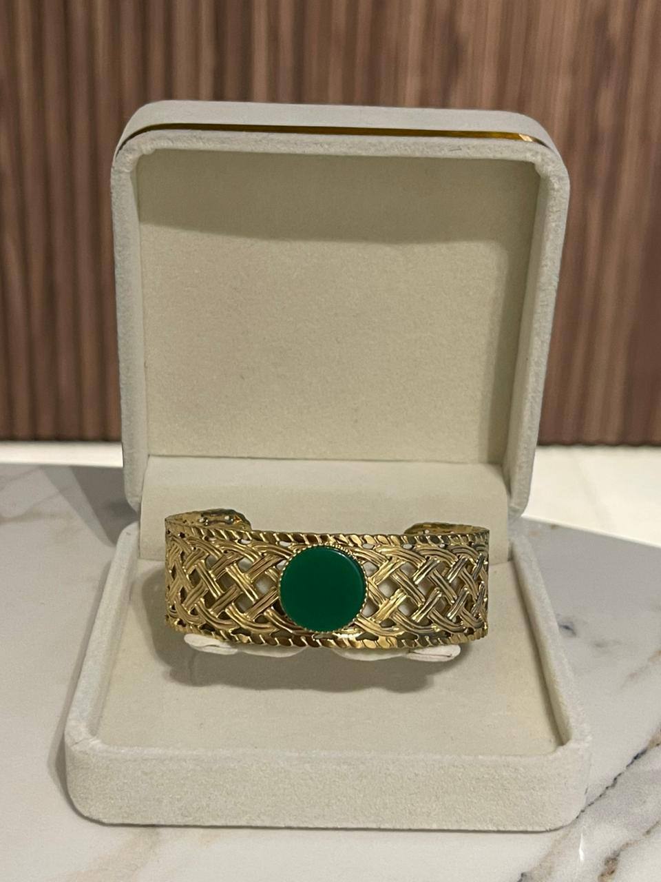 Green Stone Woven Cuff Bracelet – Aura Accessories