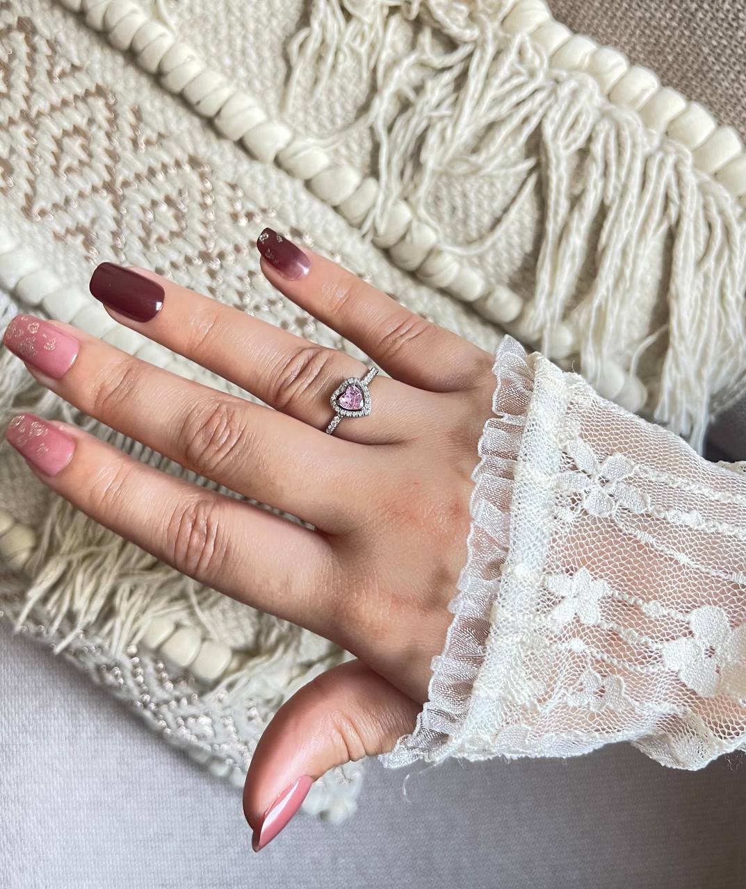 Pink Heart Halo Ring – Aura Accessories