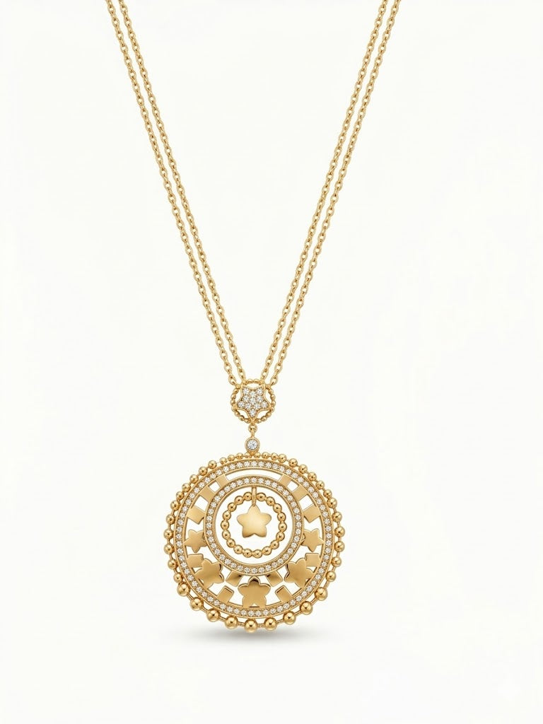 Vintage Round Clover Pendant Necklace